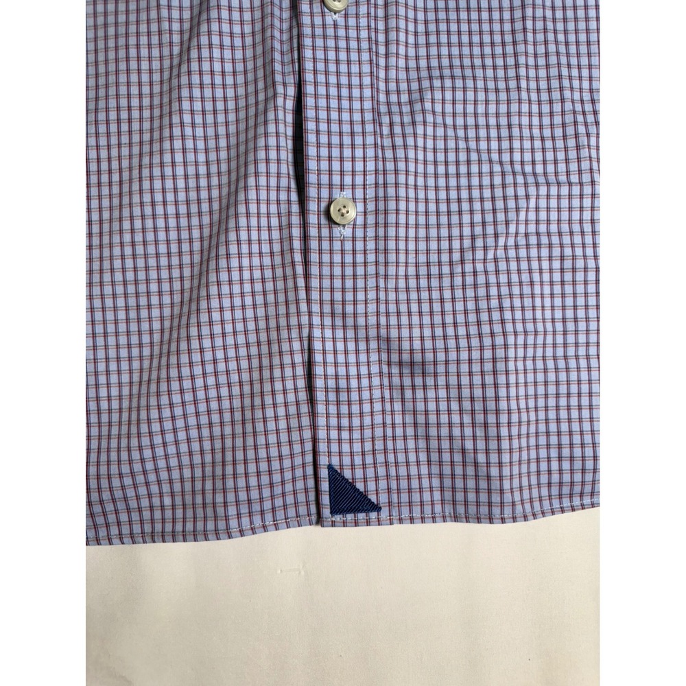 UNTUCKit Galloni WF Slim Fit Light Blue Red Check Dress Shirt Mens XL - Picture 3 of 6